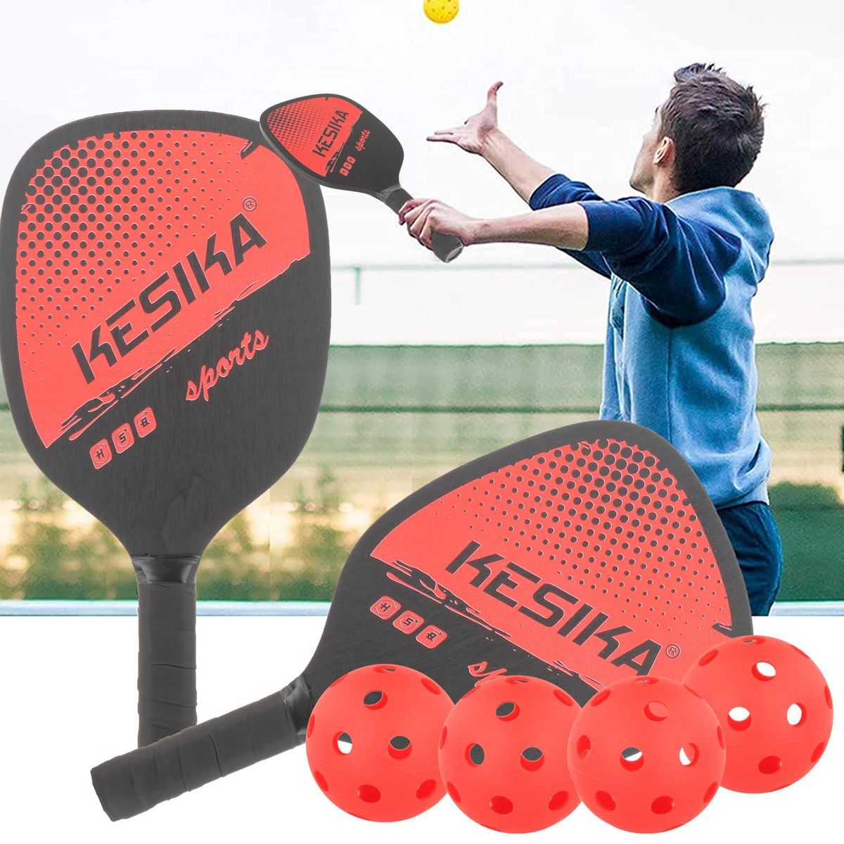 Professional Paddles With Portable Honeycomb Rackets Red