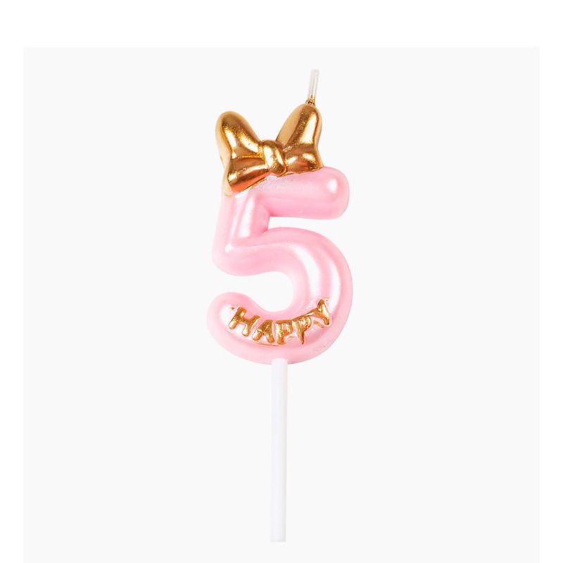 1pcs Number 0-9 Birthday Candle Happy  Cake S-bow-knot 5
