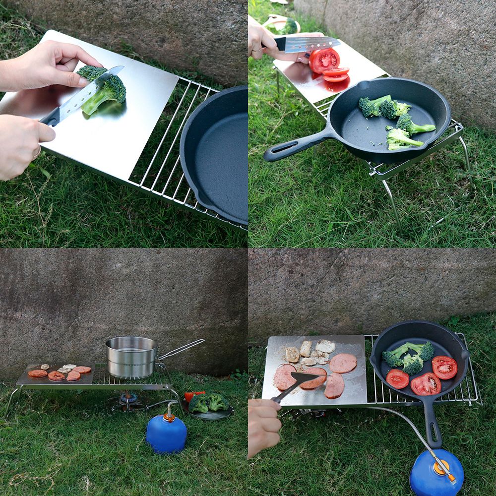 2 In 1 Outdoor Folding Stove Stand   Barbecue Grill Camping