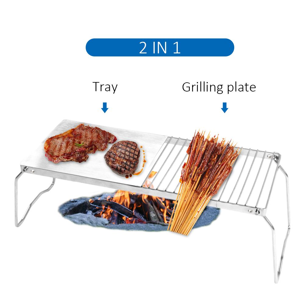 2 In 1 Outdoor Folding Stove Stand   Barbecue Grill Camping