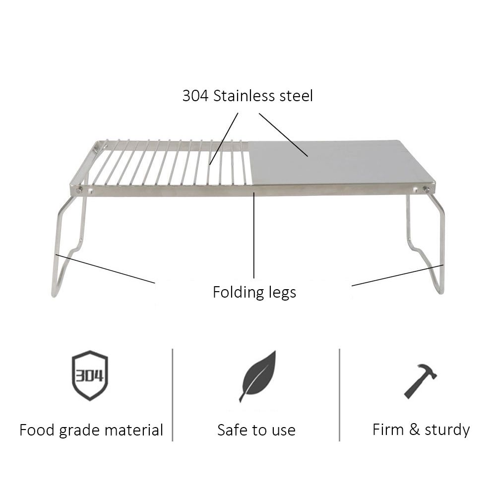 2 In 1 Outdoor Folding Stove Stand   Barbecue Grill Camping