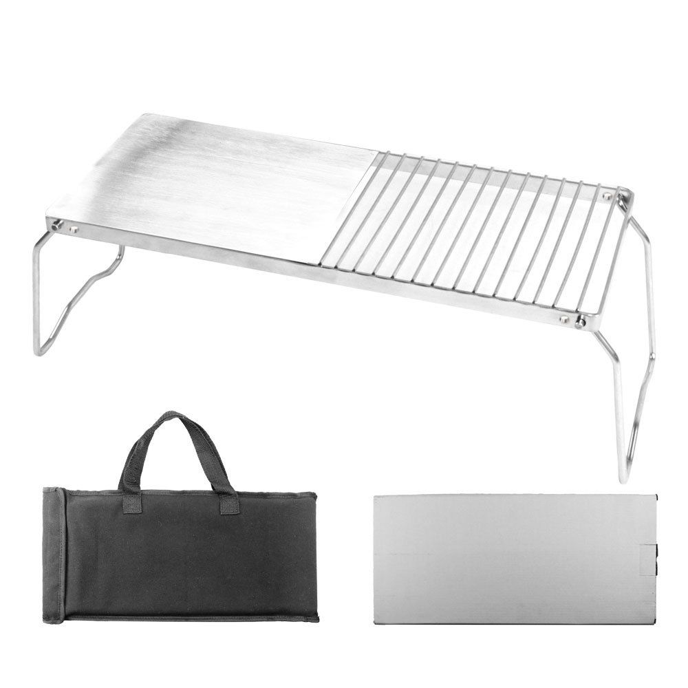 2 In 1 Outdoor Folding Stove Stand   Barbecue Grill Camping