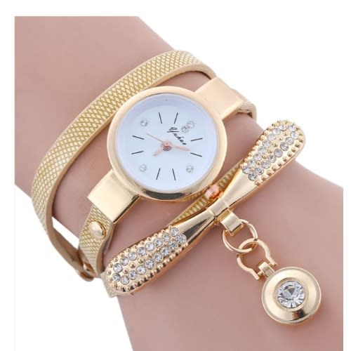 2 In 1 Women Iced Rhinestone Bracelet Wrist Watch With Bracelet