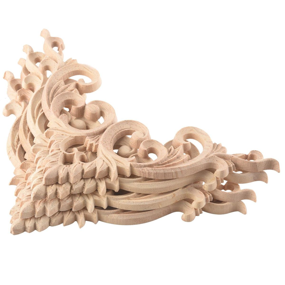 4Pcs/Set Wood Carved Corner Onlay Applique Unpainted Frame C