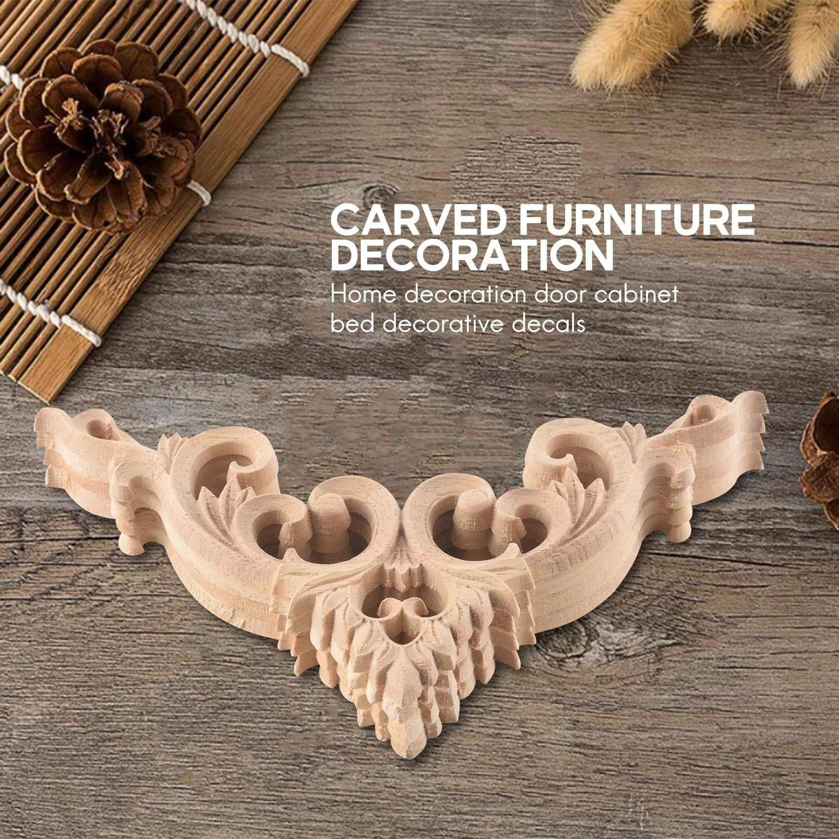 4Pcs/Set Wood Carved Corner Onlay Applique Unpainted Frame C