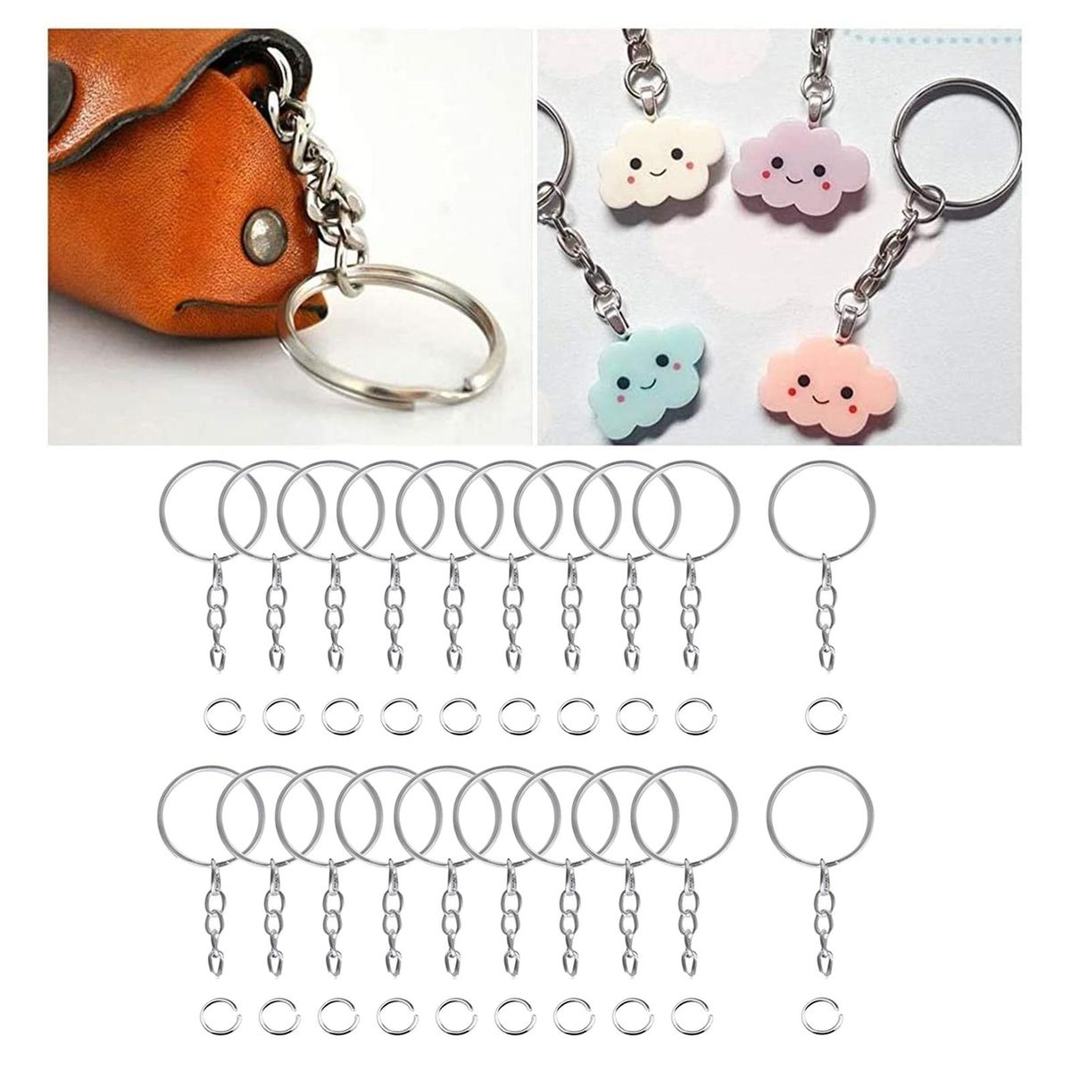 100x Keyring  Key Chains Findings Split Rings Round Key