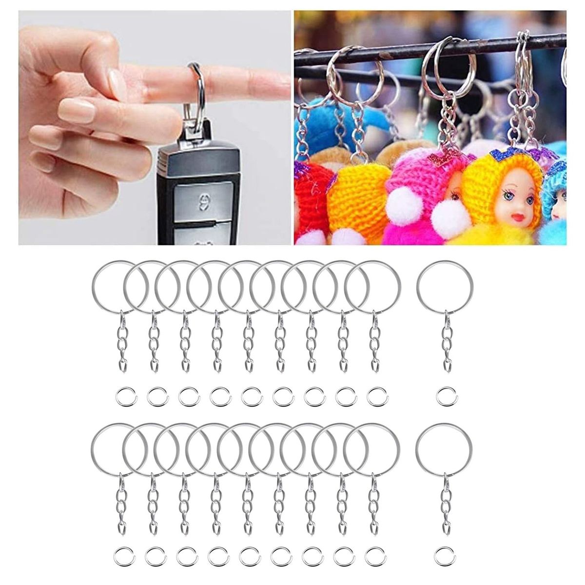 100x Keyring  Key Chains Findings Split Rings Round Key