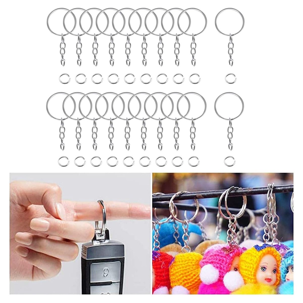 100x Keyring  Key Chains Findings Split Rings Round Key