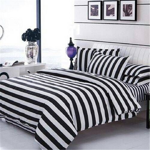 White And Black Bedsheet With Pillow Cases