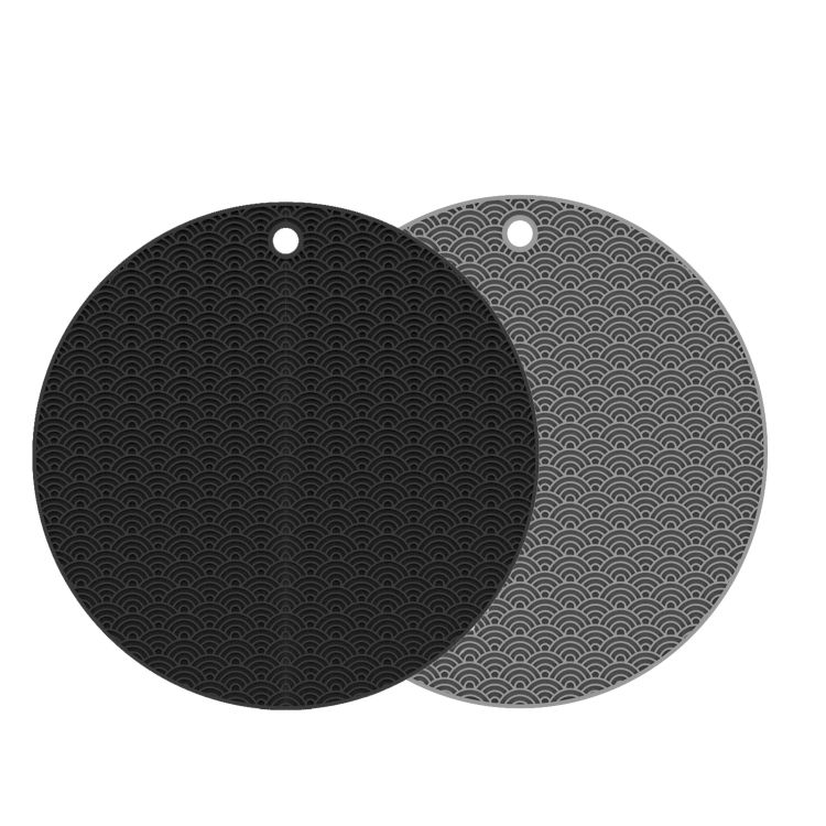 2 PCS Silicone Heat Insulation Pad Round(Black)
