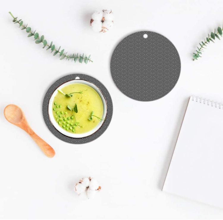 2 PCS Silicone Heat Insulation Pad Round(Black)