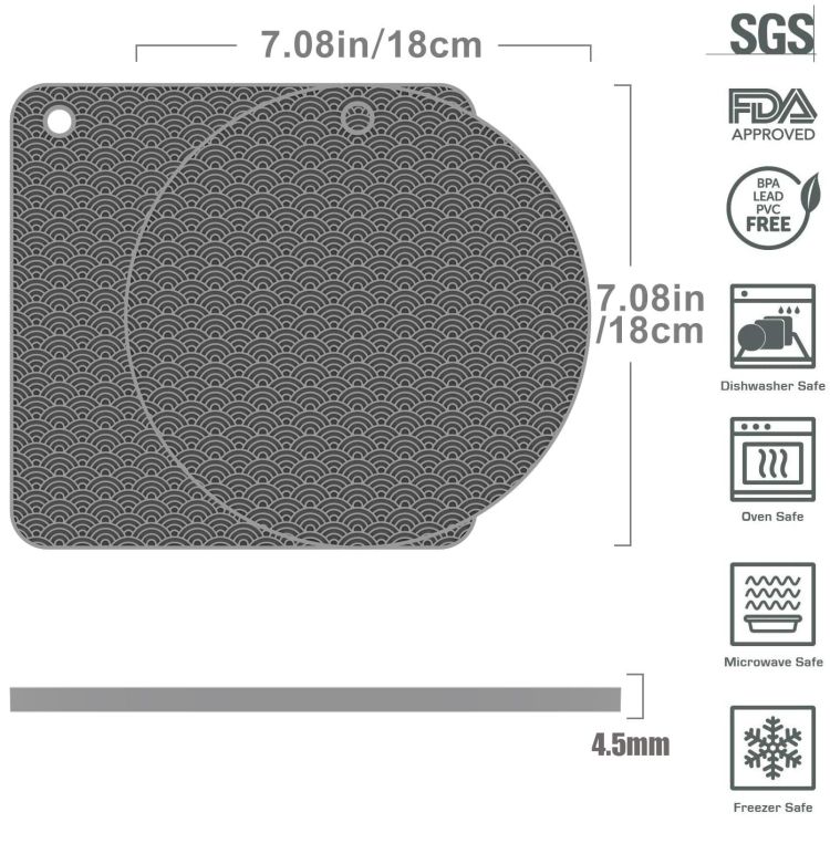 2 PCS Silicone Heat Insulation Pad Round(Black)