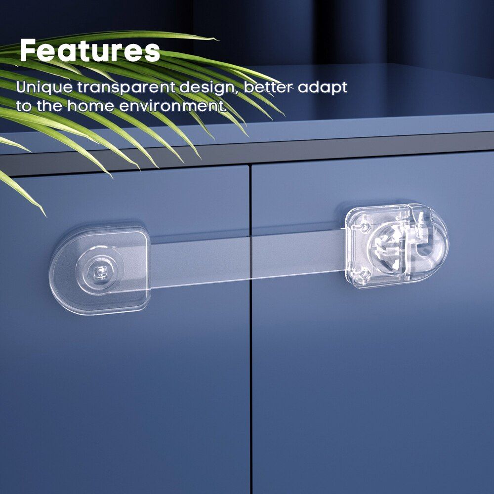 EUDEMON 3PCS Childproof Transparent Refrigerator Lock, Safety French Fridge Door Lock, Freezer Lock, Invisible Cupboard Lock