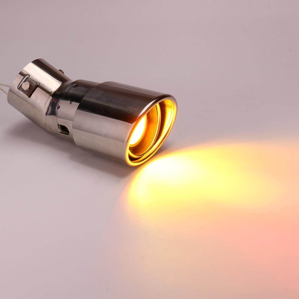 New Spitfire Car LED Exhaust Pipe Red Light Flaming Muffler Tip Universal Custom Oval Straight