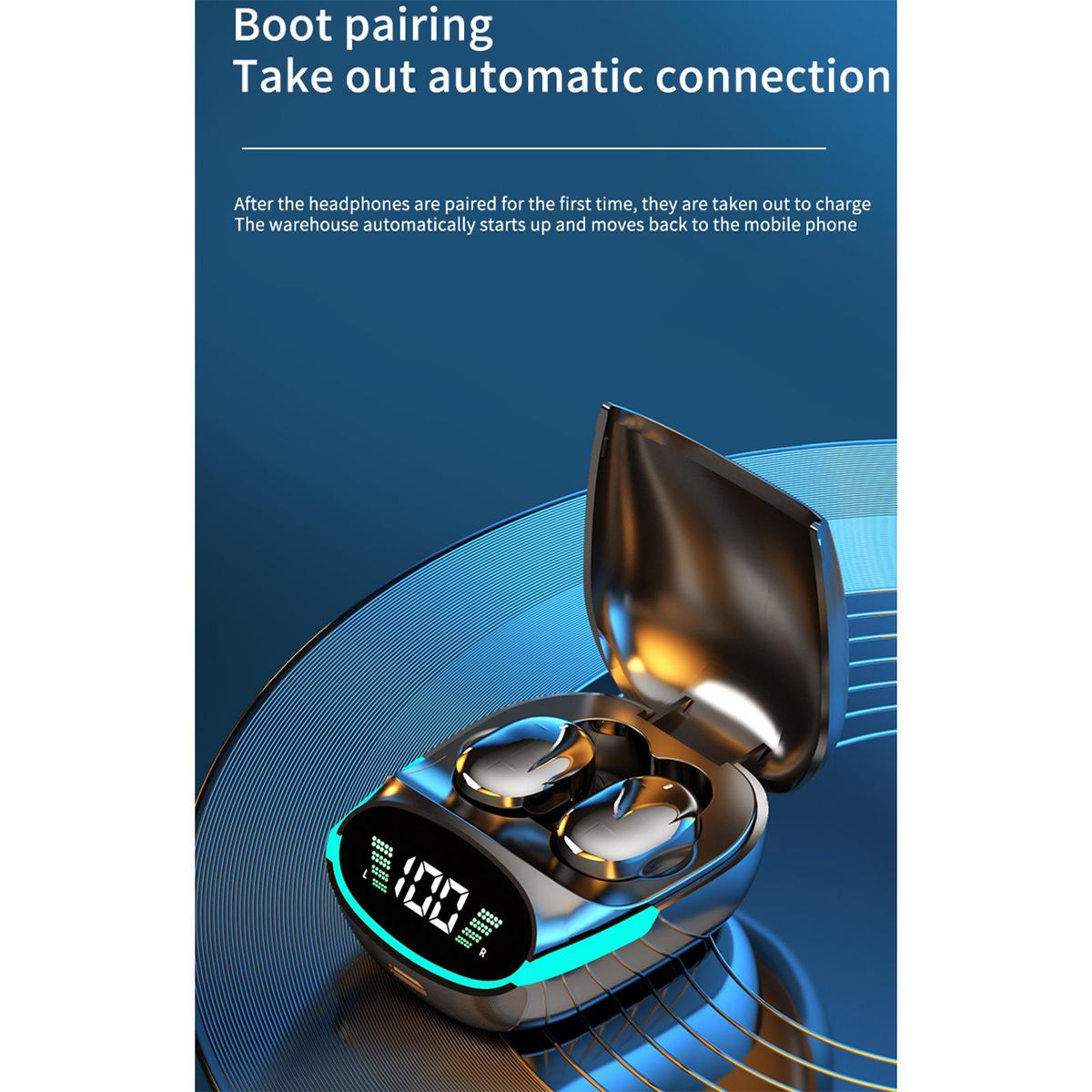 TG06 wireless BT headset True Wireless Stereo in-ear LED light touch digital display black