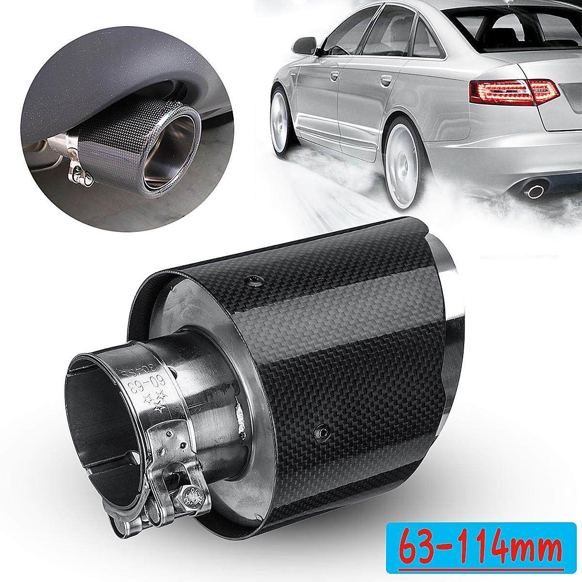 Carbon Fiber Exhaust Tips 63mm Inlet/114mm Outlet Universal Car Exhaust Pipe