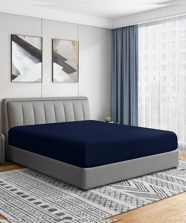 Fitted Sheet Mattress Protector - Navy Blue