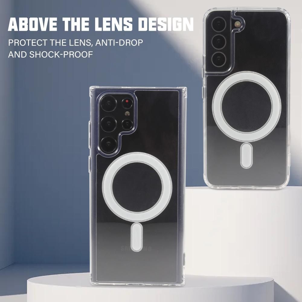 New MagSafe Phone Case For Samsung S20 S21 S22 Ultra Note 20 Ultra Transparent Magnetic Phone Case For Samsung S22 S21 S20 plus