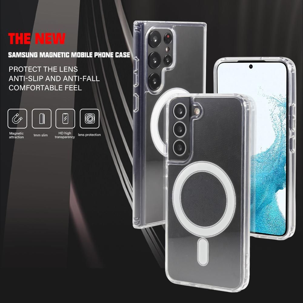 New MagSafe Phone Case For Samsung S20 S21 S22 Ultra Note 20 Ultra Transparent Magnetic Phone Case For Samsung S22 S21 S20 plus