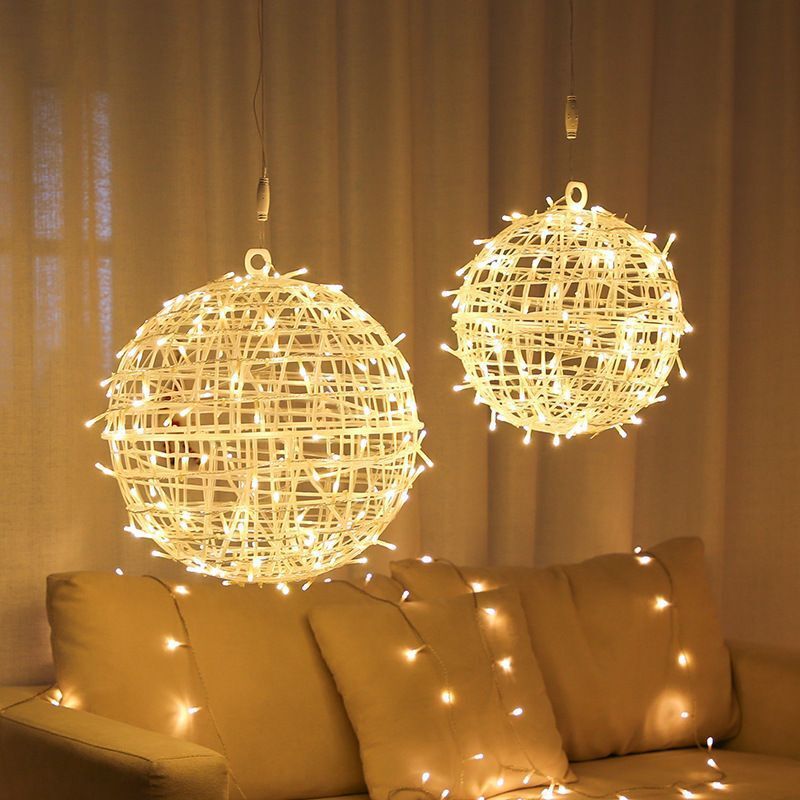 Customize Rattan Ball Light Waterproof Tree Hanging Light  Tern 220V 110V Home Dscape Holiday Lighting Decors 20cm--Warm White--