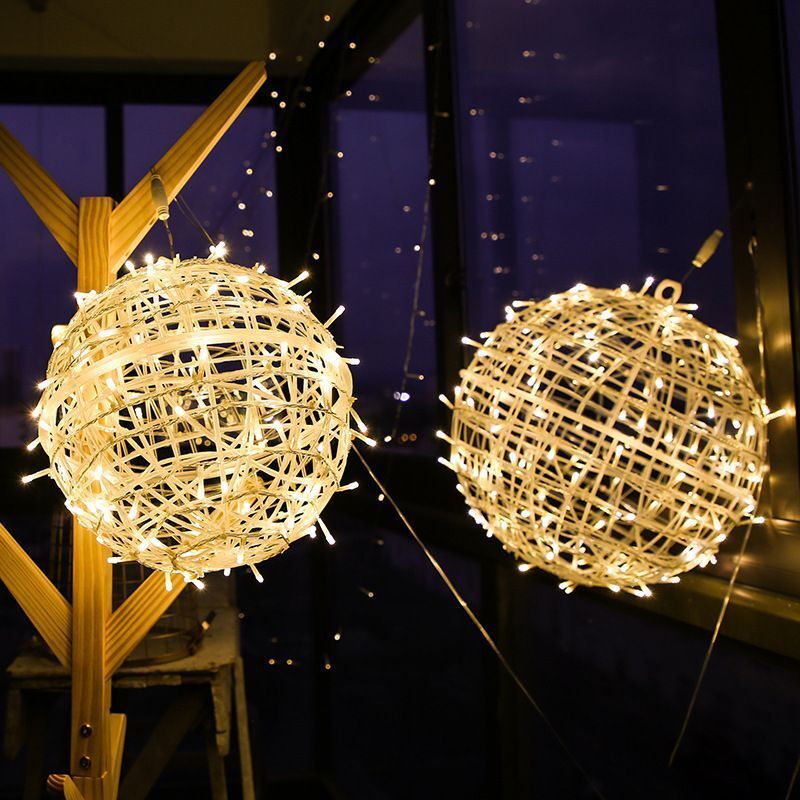 Customize Rattan Ball Light Waterproof Tree Hanging Light  Tern 220V 110V Home Dscape Holiday Lighting Decors 20cm--Warm White--