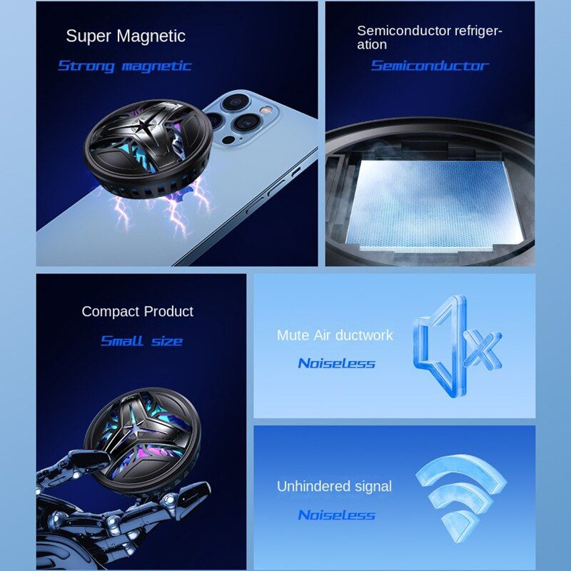 Game Mobile Phone Cooler USB Powered Magsafe Cooler For Cell Phone Radiator Fan Phone PUBG Peltier Cooler Portable Cooling Fan