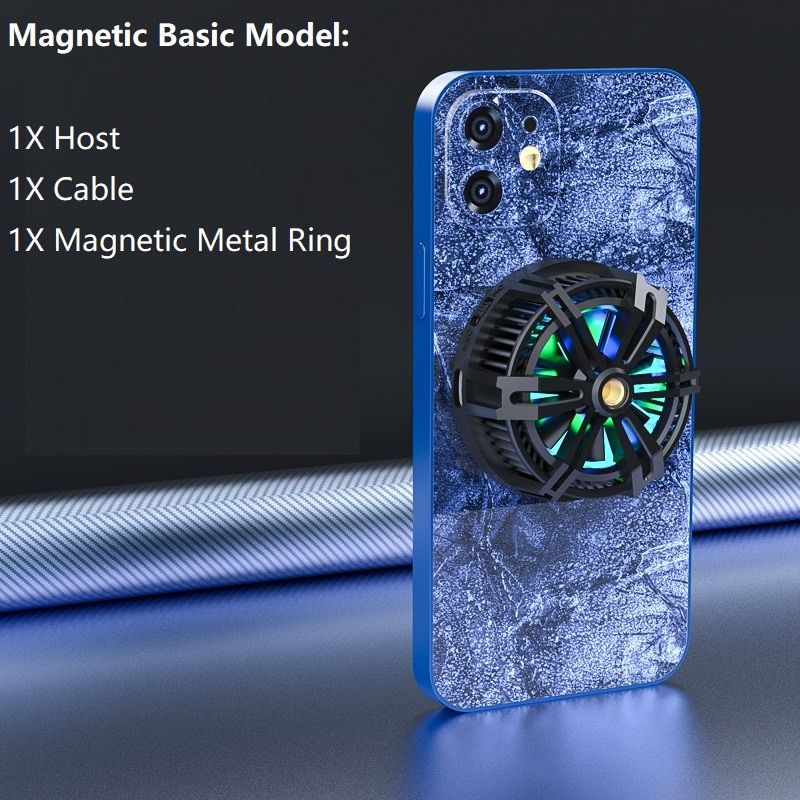 X13 Phone Cooler Radiator Magnetic Holder Wireless Charger Semiconductor Cooling Fan Game Live Bracket RGB 7-blade Fan TYPE-C