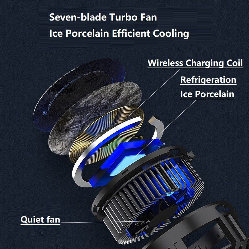 X13 Phone Cooler Radiator Magnetic Holder Wireless Charger Semiconductor Cooling Fan Game Live Bracket RGB 7-blade Fan TYPE-C