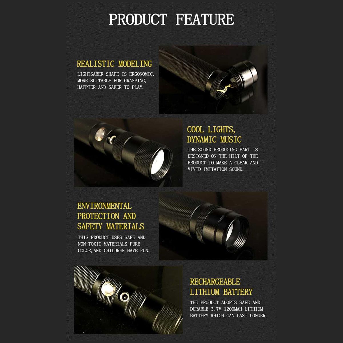 LED Light Saber Rechargeable Lightsaber with Sound Seven Color Lights