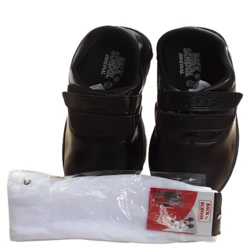 School shoe for boys With White Socks - 1 Pair -black