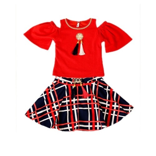 Girl's Masti - Flower And Red Top Dress