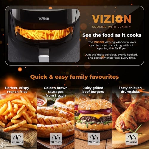 Vortx Vizion Digital Air Fryer With Rapid Air Circulation - 7L - 1800W - T17072 -Black