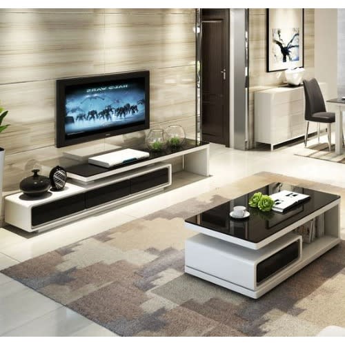 Glossy Boston Tv Stand With Center Table - Multicolor
