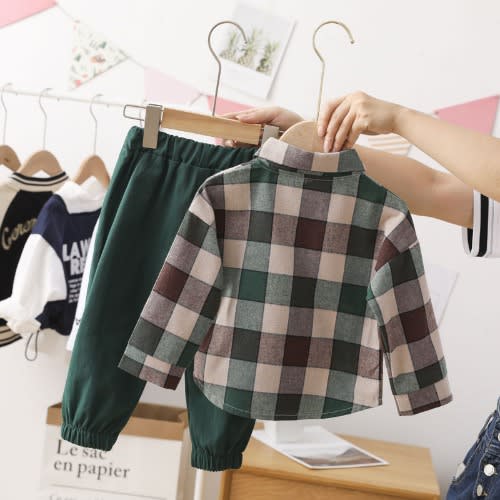 Plaid Shirt + Pants Sets