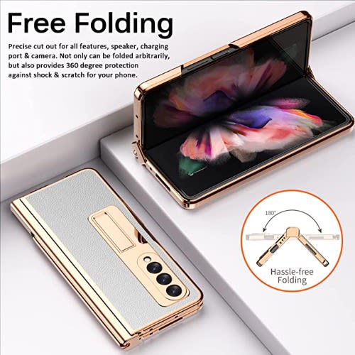 Case With S Pen & Pen Holder For  Samsung Galaxy Z Fold 3 + Tempered Glass Screen Protector