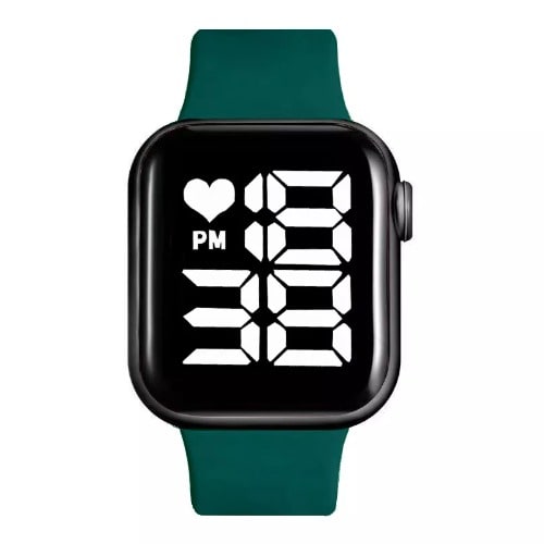 Unisex Cube White Display Digital Touch Screen Watch - Green