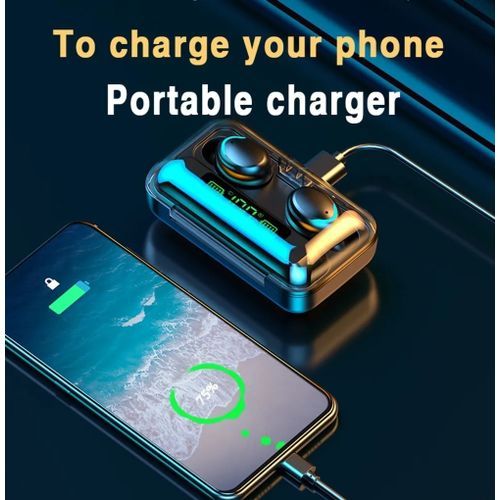 F9 Fingerprint Touch Bluetooth Earphone Power LED 2600mAh