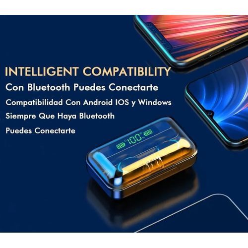 F9 Fingerprint Touch Bluetooth Earphone Power LED 2600mAh