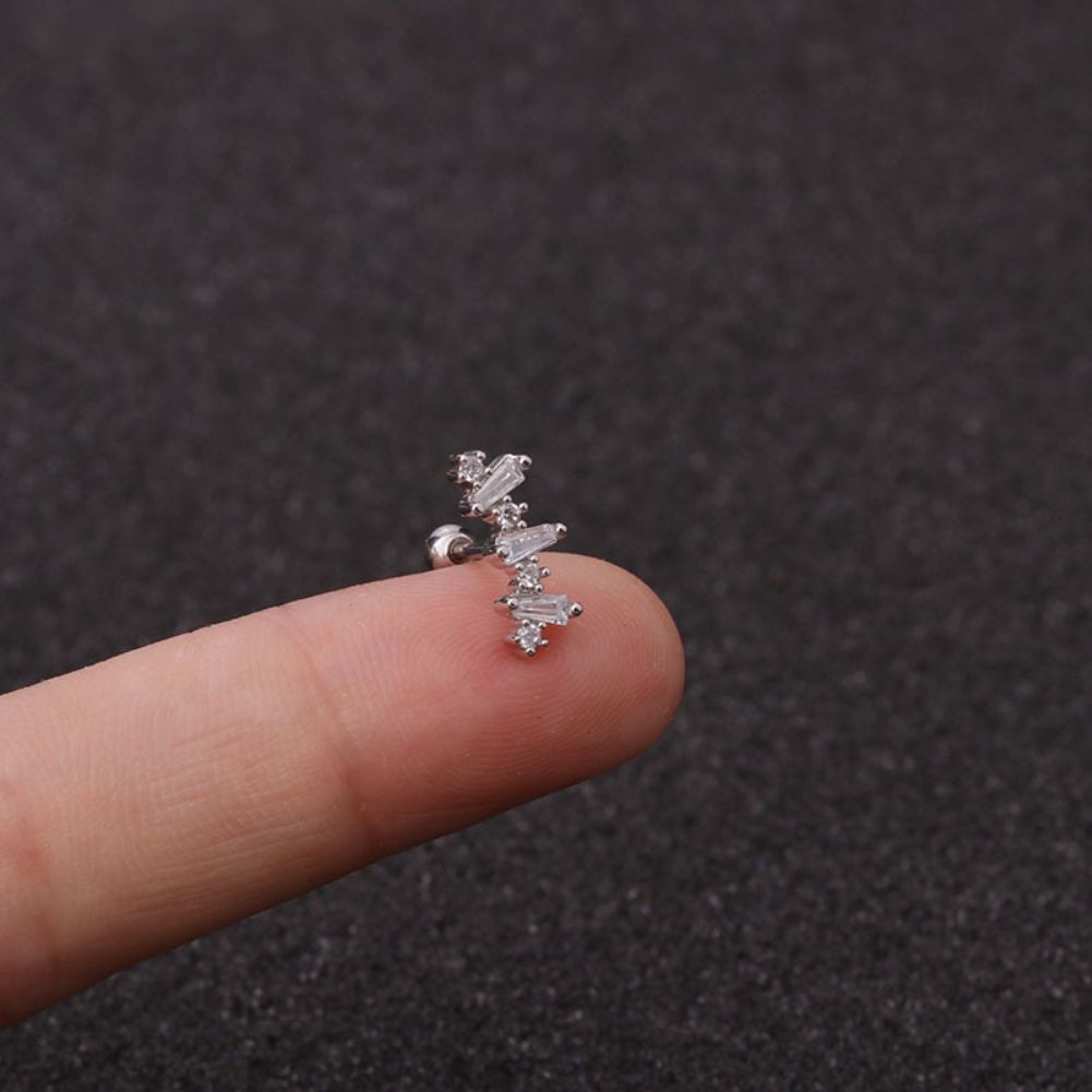 1Pc Lady Cubic Zirconia Inlaid Star Moon Ear Stud Earring Piercing Helix Jewelry-7#