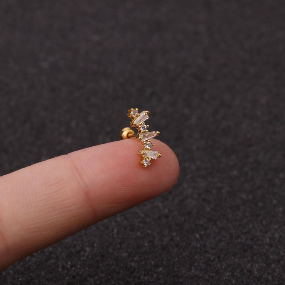 1Pc Lady Cubic Zirconia Inlaid Star Moon Ear Stud Earring Piercing Helix Jewelry-7#