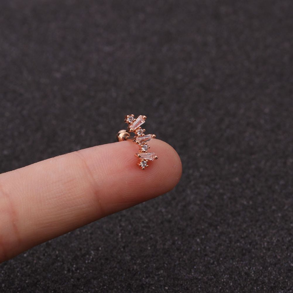 1Pc Lady Cubic Zirconia Inlaid Star Moon Ear Stud Earring Piercing Helix Jewelry-7#