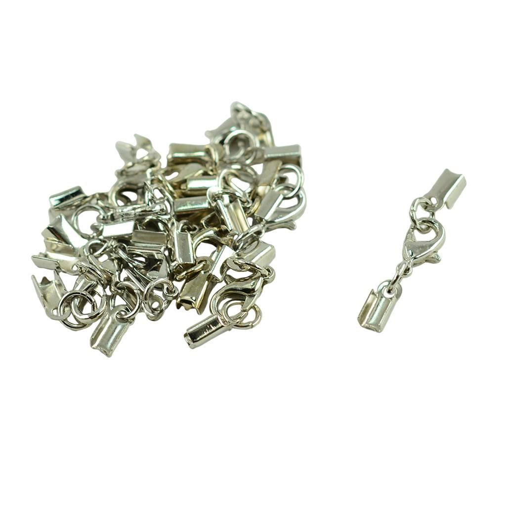 2x 12 Pieces Lobster Claw Clasp Leather Crimpclip End Set