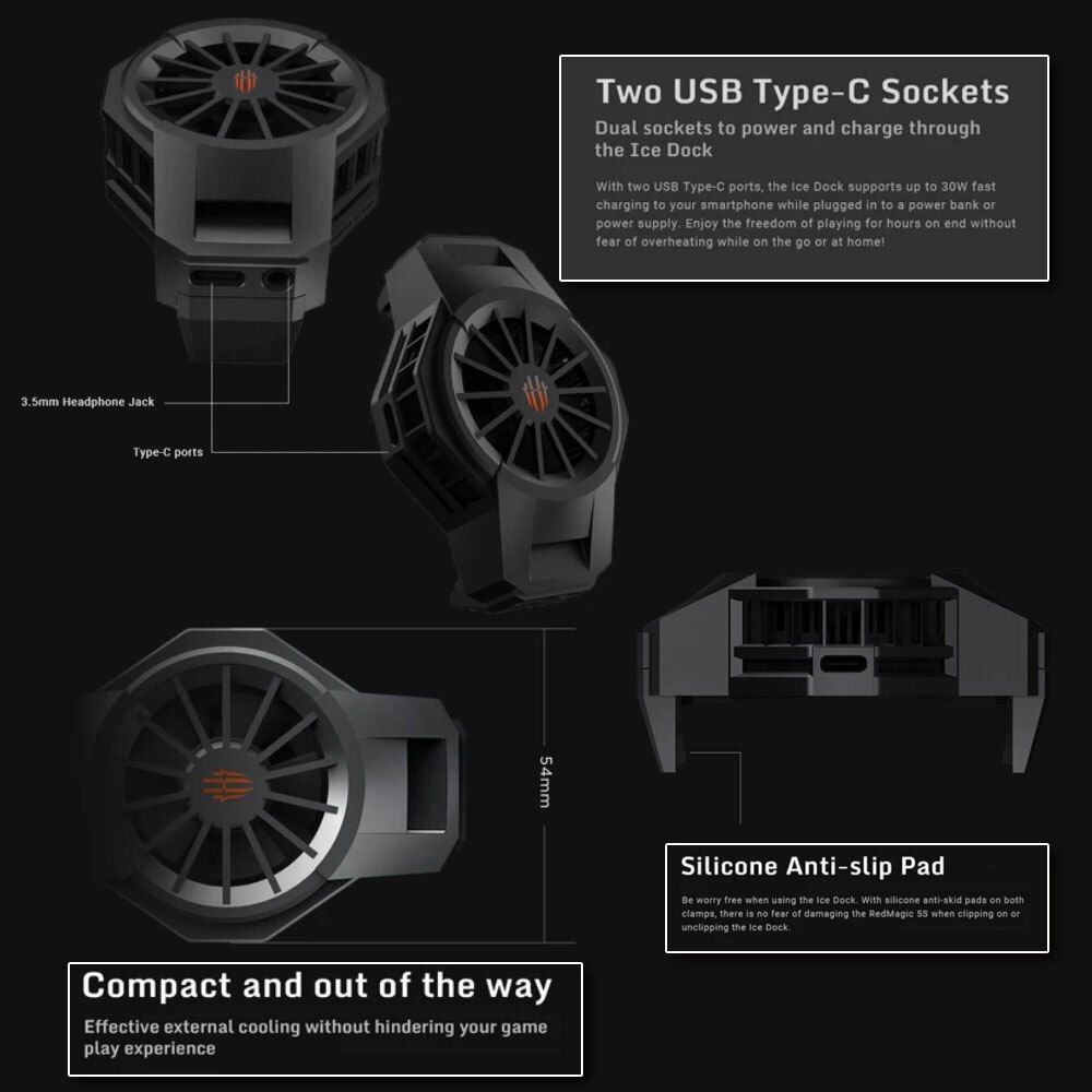 100%  Nubia REDMAGIC Gaming Phone Fan Cooler For Red Magic ICE Dock Fan
