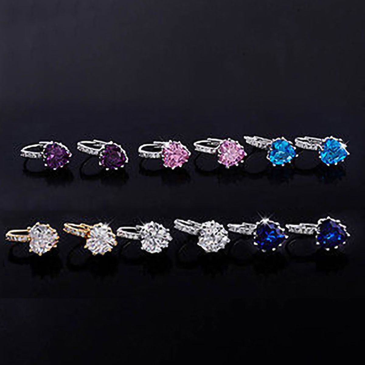 Earrings Rhinestone Inlaid Heart-shape Design Alloy Heart-shape Design Leaverback Earrings For Party-Pink