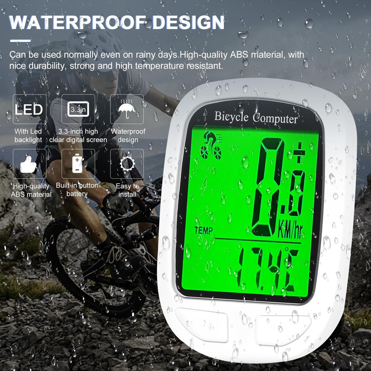Multifunction Cycling Computer Waterproof LED Digital Bicycle Speedometer Odometer with Backlight Support Auto Wakeup Scan