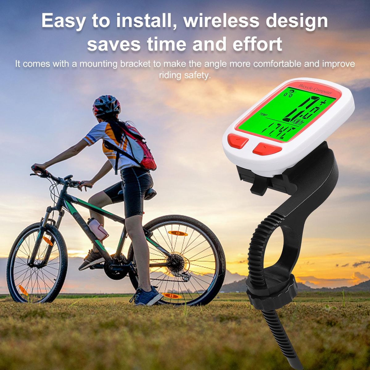 Multifunction Cycling Computer Waterproof LED Digital Bicycle Speedometer Odometer with Backlight Support Auto Wakeup Scan