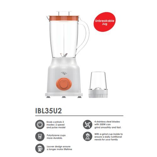 1.5 Litres  Electric Blender And Grinder White+ Free Gift