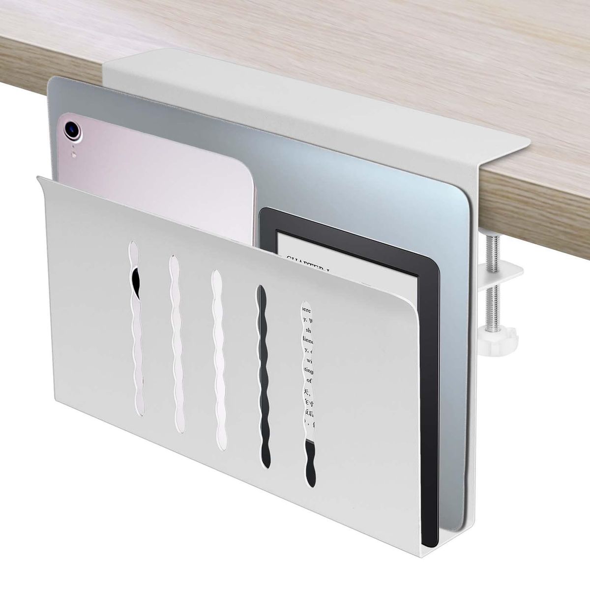 Table Sides Laptop Rack Charging Cooling Stand Tray Desk Organizer Storage Holder for Ipad Under Desk Cable Management Tray