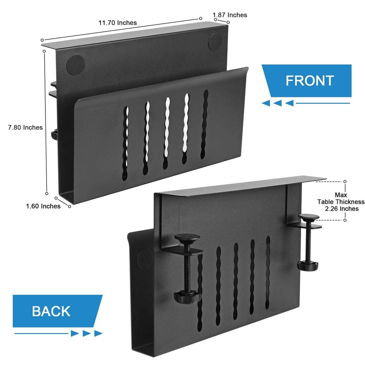 Table Sides Laptop Rack Charging Cooling Stand Tray Desk Organizer Storage Holder for Ipad Under Desk Cable Management Tray
