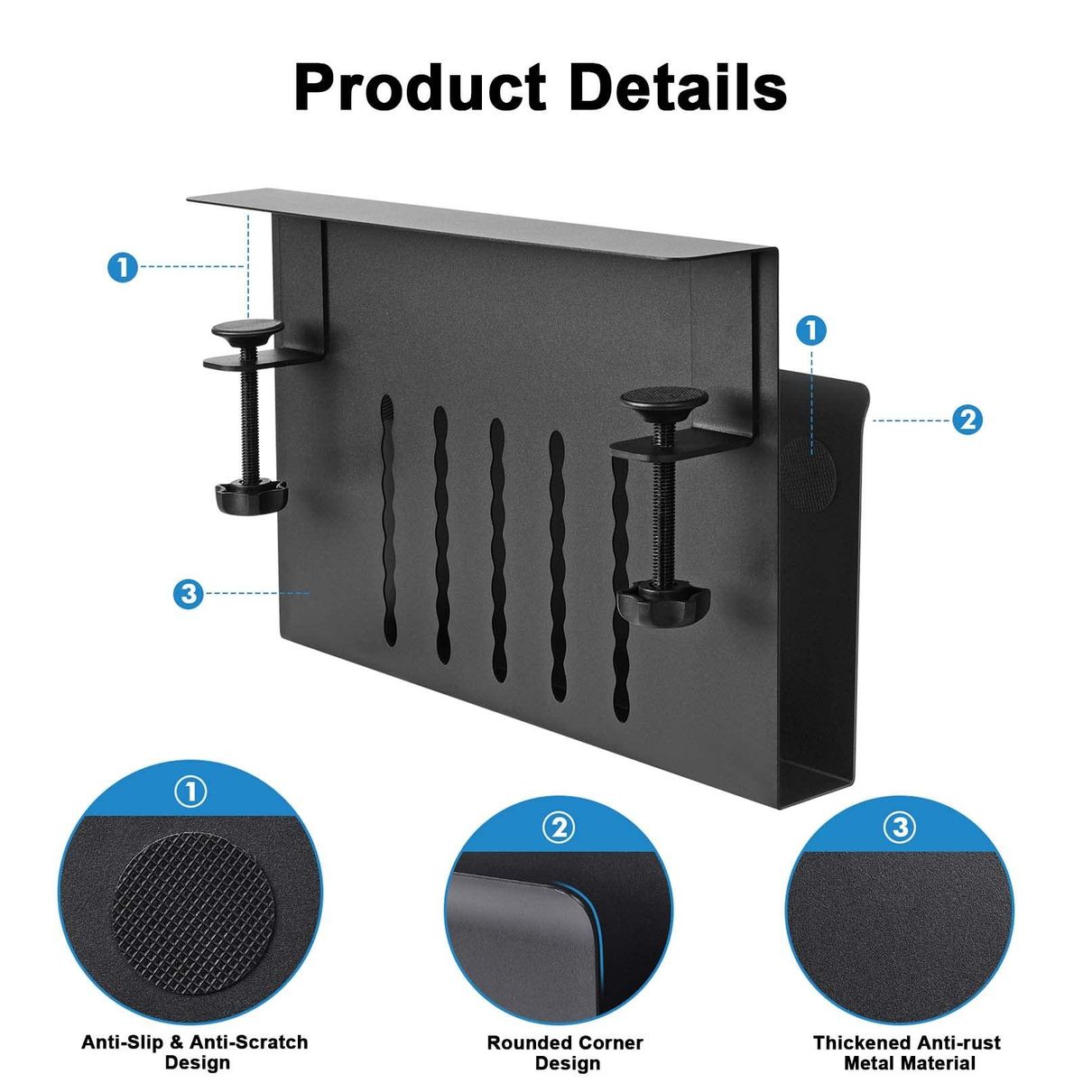 Table Sides Laptop Rack Charging Cooling Stand Tray Desk Organizer Storage Holder for Ipad Under Desk Cable Management Tray